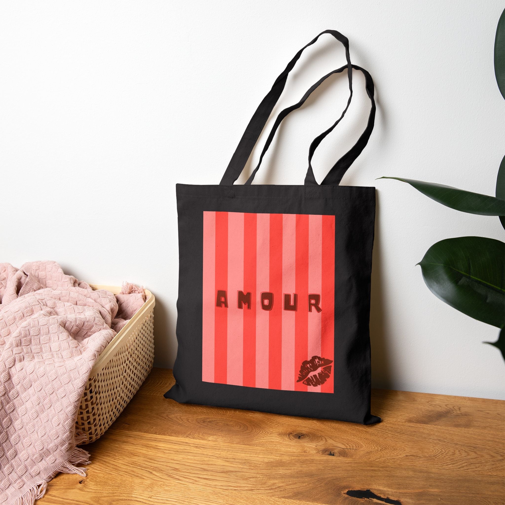 Playful AMOUR Cotton Canvas Tote Bag