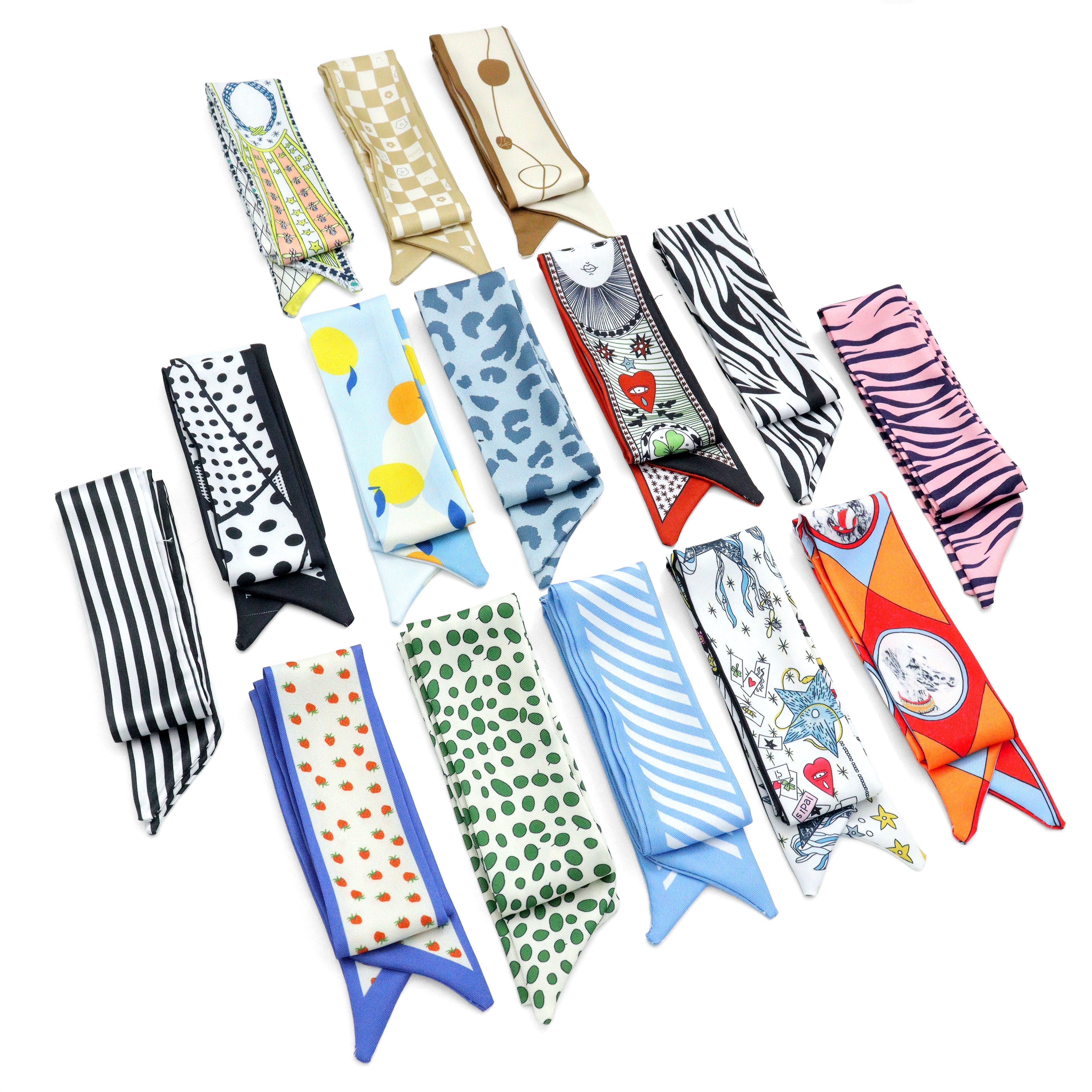 15 Asssorted colors Narrow scarf for scarf necklace making, hair&bag scarves accessories, EF824s