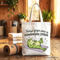 Yoga Frog Downward Spiral Tote Bag, Funny Mental Health Humor Gift Shopper