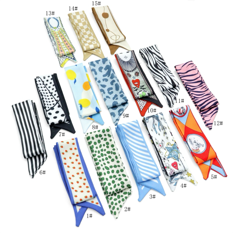 15 Asssorted colors Narrow scarf for scarf necklace making, hair&bag scarves accessories, EF824s