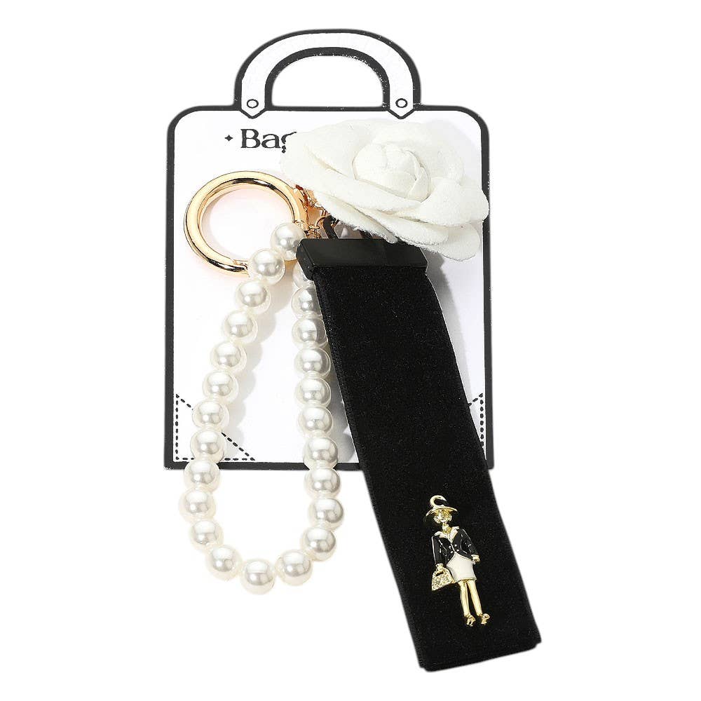 Flower Lady Velvet Strap Bag Charm / Keychain