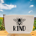 Bee Kind Zipper Cotton Canvas Zipper Pouch Bag Always Bee Kind Makeup Case Custom Zipper Pouch Tote Toiletry Bag Gift for Her Birthday Gift