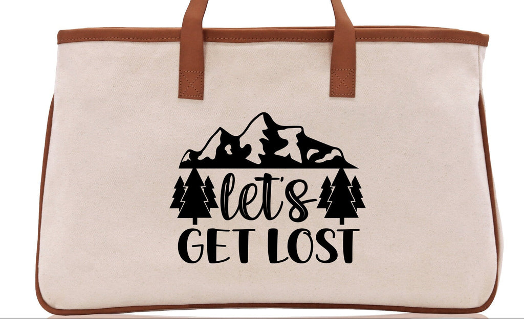 Let's Get Lost Cotton Canvas Chic Tote Bag Camping Tote Camping Lover Gift Tote Bag Outdoor Tote Multipurpose Weekender Tote Camper Tote