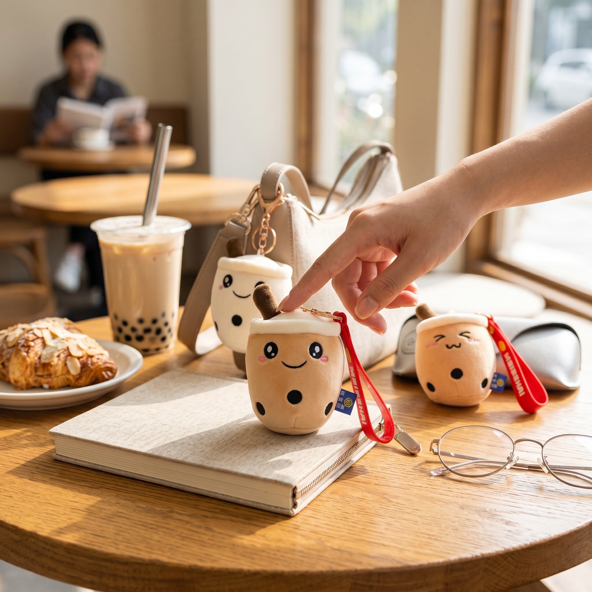 Soft Fabric Boba Keychain 3 Pack Kawaii Bag Charm Accessory